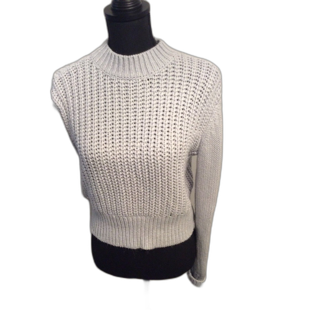 Pacsun Medium M SOFT Light Blue Chunky Mock Neck Crop Sweater Pullover